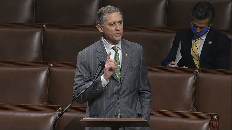 Rep. French Hill, R-Ark., speaks on the floor of the House of Representatives at the U.S. Capitol in Washington in this April 23, 2020, file image from video. Hill is one of the members of the Congressional Oversight Commission that is overseeing stimulus spending from the Coronavirus Aid, Relief, and Economic Security Act.