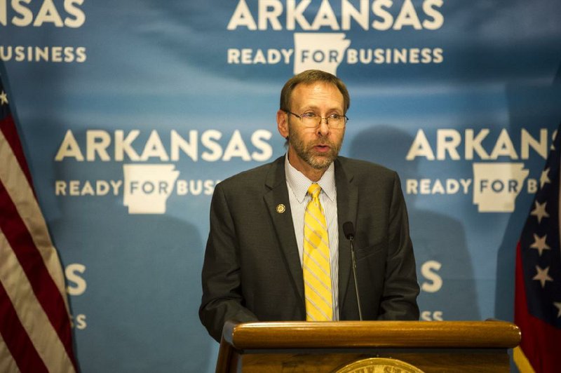 Dr. Nathaniel Smith, Secretary of the Department of Health, addresses the media during a daily update on Arkansas’s response to COVID-19 on Tuesday, May 19.
story.lead_photo.caption