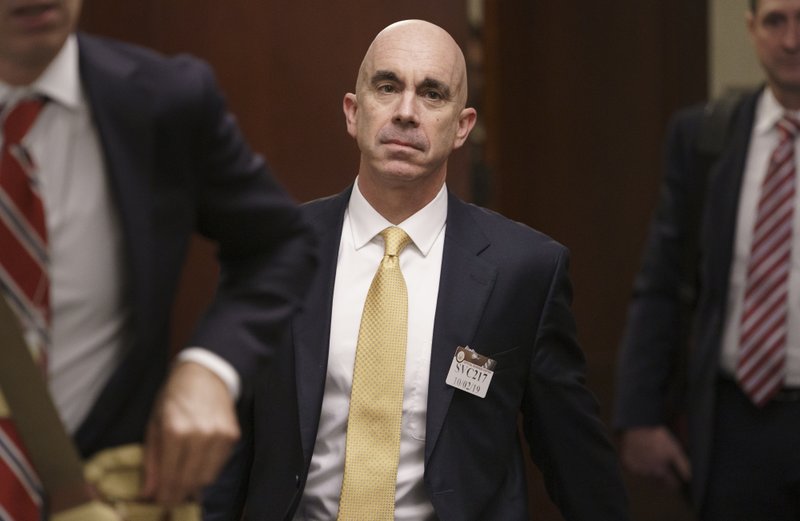  In this Oct. 2, 2019, file photo State Department Inspector General Steve Linick leaves a meeting in a secure area at the Capitol in Washington.  (AP Photo/J. Scott Applewhite, File)