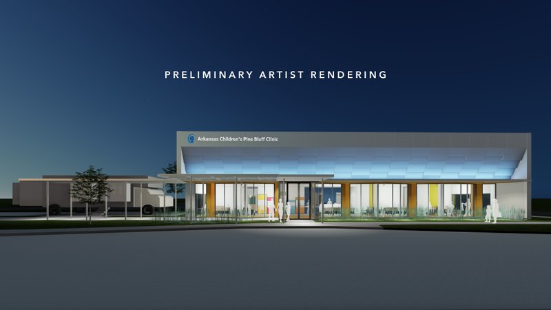 A preliminary artist's rendering of the Arkansas Children's Pine Bluff Clinic gives an idea of how the clinic could appear after construction. The renderings were created Polk Stanley Wilcox Architects.