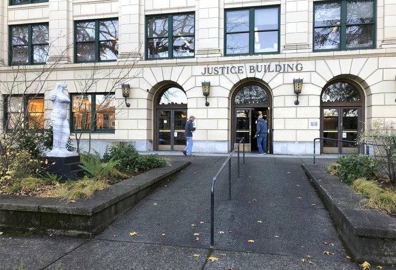 The Oregon Justice Building is seen in Salem, Ore., on Wednesday, Dec. 5, 2018. The building houses the state's Supreme Court and appeals court.