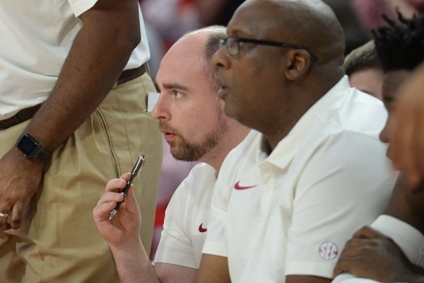 Arkansas director of basketball operations Anthony Ruta (left) began his coaching career as a graduate assistant at Arizona State, his alma mater, during the 2012-13 season. That is where he met Eric Musselman, who was then an assistant for the Sun Devils.
