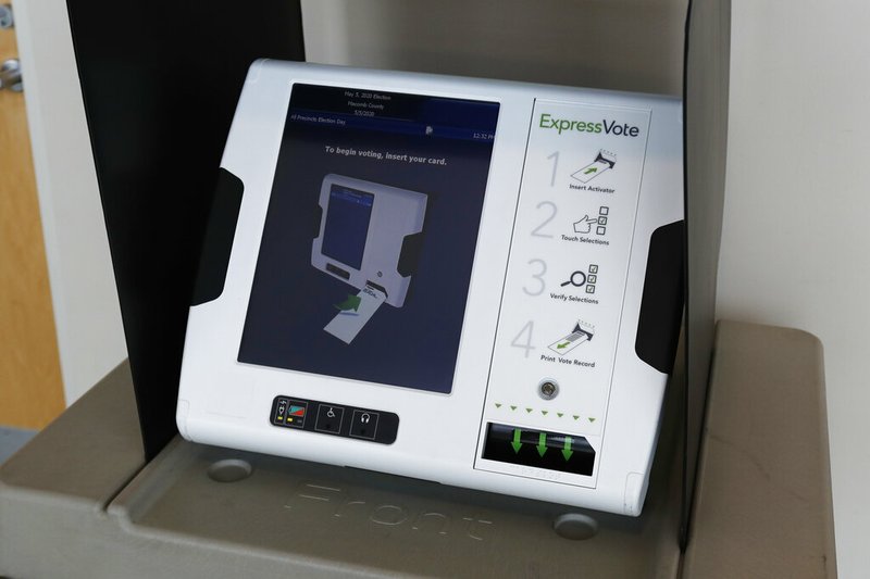 An ExpressVote machine is shown in Warren, Mich., in this May 5, 2020, file photo.