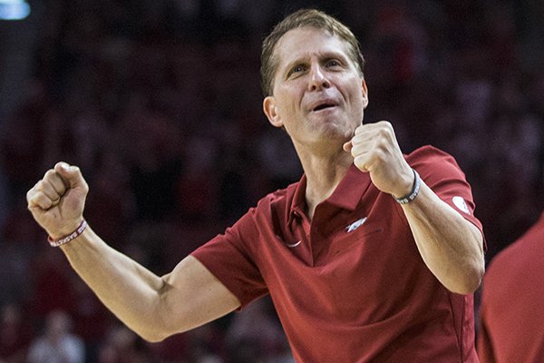 Arkansas basketball coach Eric Musselman is shown during a game against Tulsa on Saturday, Dec. 14, 2019, in Fayetteville. 