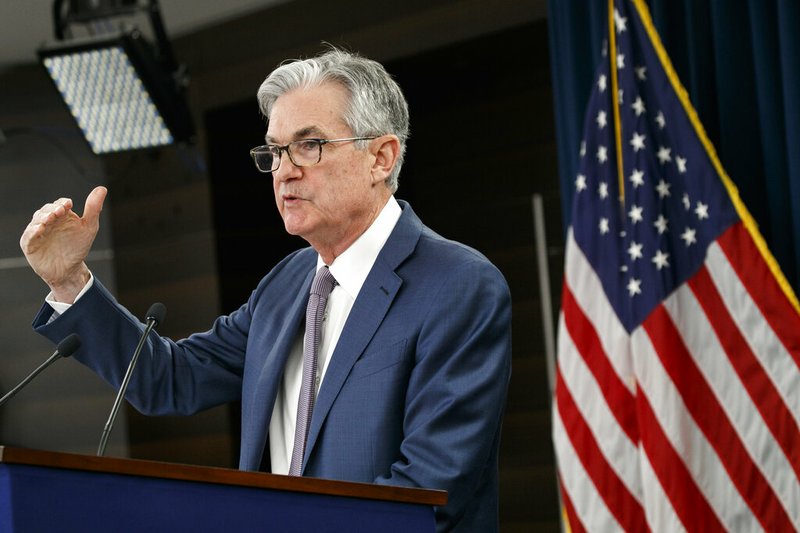 FILE - In this March 3, 2020 file photo, Federal Reserve Chair Jerome Powell speaks during a news conference to discuss an announcement from the Federal Open Market Committee, in Washington.