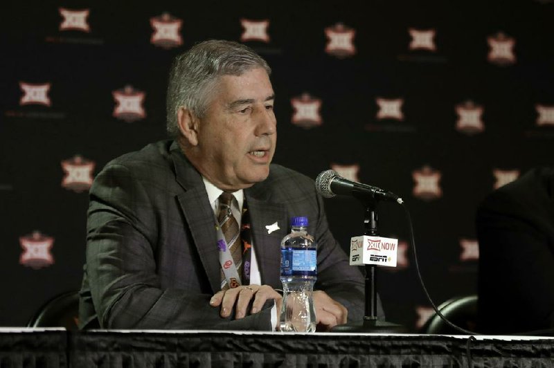 Big 12 Commissioner Bob Bowlsby said the league distributed an average of $37.7 million to each school for the 2019-2020 school year, which was $1.1 million less than a year ago because of the coronavirus pandemic. This marked the first time in 13 years that revenue distribution for the conference’s schools decreased.
(AP/Charlie Riedel)