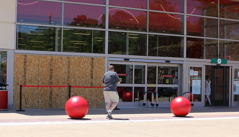 A Target store at 420 S. University Ave., Little Rock, is damaged Sunday, May 31, 2020, after a burglary.