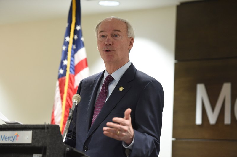 Arkansas governor Asa Hutchins speaks at a press conference, Monday, June 1, 2020 at Mercy Hospital in Rogers. 