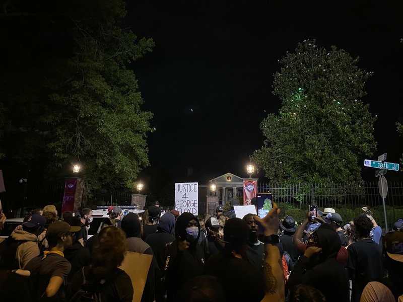 Protesters reached the Arkansas Governor's Mansion around 9 p.m. Tuesday.