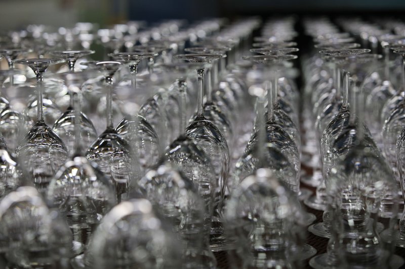Wine glasses during manufacture. MUST CREDIT: Bloomberg photo by Michaela Handrek-Rehle.