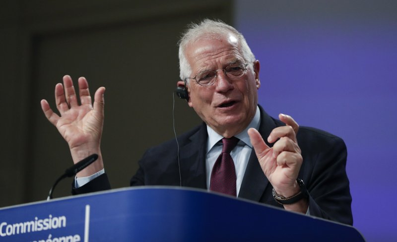 Josep Borrell, the European Union’s foreign-policy chief, said Tuesday that Russia should not be allowed back into the Group of Seven until it “changes course and the environment allows for the G-8 again to have a meaningful discussion, and this is not currently the case.” (AP/Olivier Hoslet) 