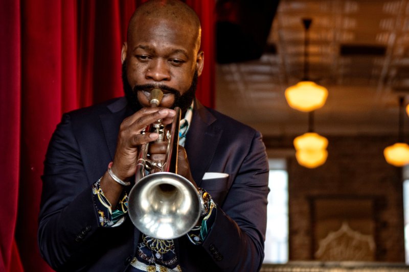 Little Rock's Rodney Block plays his horn in this file photo and also on a new video, "We Don't Want the Covid," produced by the Downtown Little Rock Partnership.

(Democrat-Gazette file photo/Cary Jenkins)