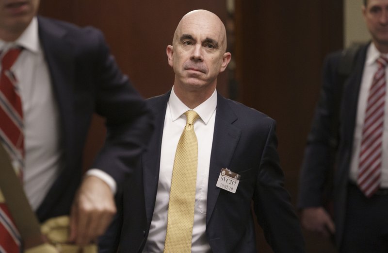 In this Oct. 2, 2019, file photo State Department Inspector General Steve Linick leaves a meeting in a secure area at the Capitol in Washington. Linick irritated powerful Democrats and Republicans alike in his seven years as the independent watchdog investigating waste and mismanagement at the State Department.  (AP Photo/J. Scott Applewhite, File)