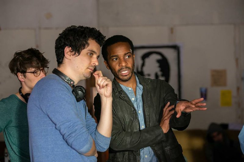 The Eddy star André Holland (right) appears on set with Damien Chazelle, who directed the first two episodes of the Netflix series.
(Netflix/Lou Faulon)