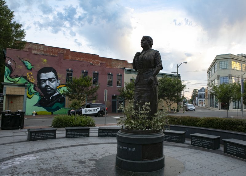 A statue to Maggie Walker, a business executive and the country's first black woman to charter a bank, stands in Richmond, Va.k, on June 4, 2020.
(Washington Post photo by Julia Rendleman)