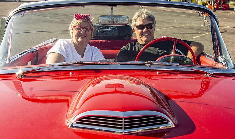 Lisa and Stanley Bee in their 1956 Thunderbird 