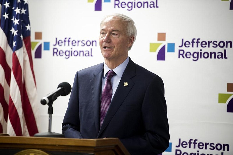 Governor Hutchinson addresses the media during a briefing on Arkansas' response to COVID-19 on Tuesday, June 9, 2020.

(Arkansas Democrat-Gazette / Stephen Swofford)