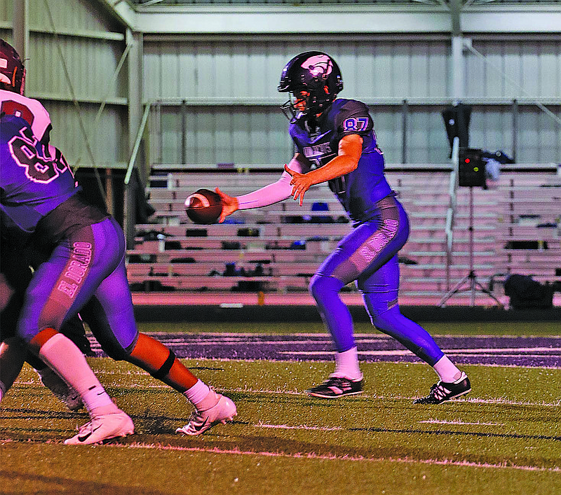 El Dorado's Dave Carruth gets off a punt in action last season at Memorial Stadium. Carruth is a leading candidate to handle all of the Wildcats' kicking duties this season.