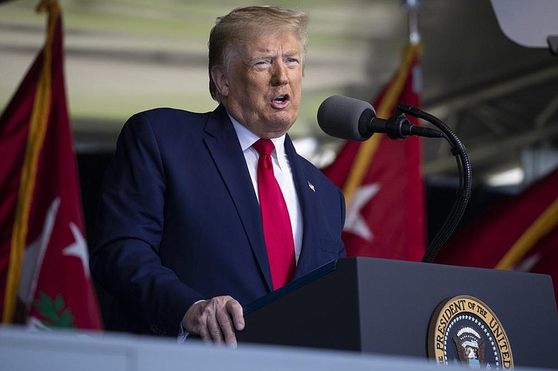 President Donald Trump delivers his commencement address Saturday on the parade eld of the U.S. Military Academy in West Point, N.Y. (AP/Alex Brandon) 