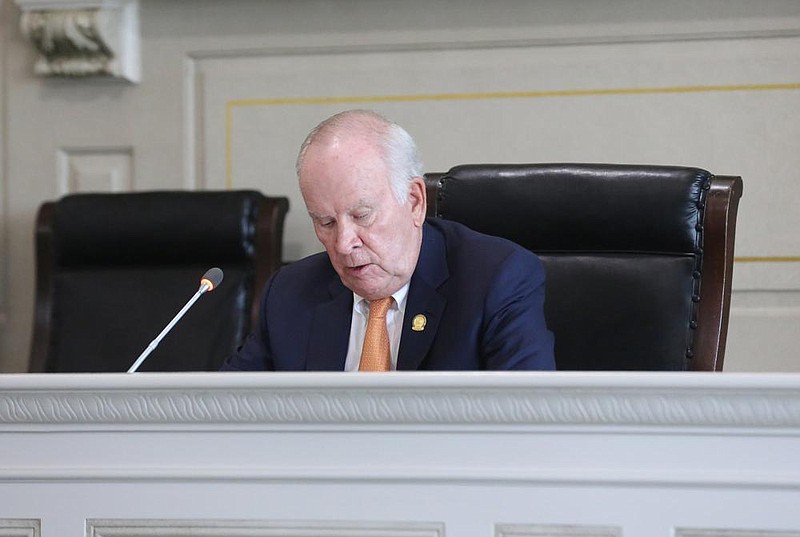 In the file photo Alex Lieblong, chairman of the Arkansas Racing Commission, is shown during a commission meeting at the state Capitol.
(Arkansas Democrat-Gazette/Thomas Metthe)