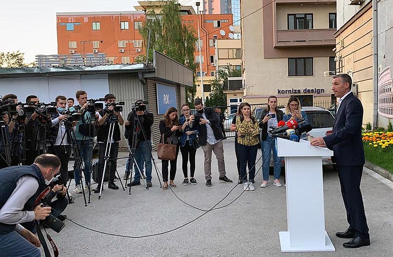 Kadri Veseli, an opposition leader in Pristina, Kosovo, who was part of a group indicted Wednesday, said the case is politically motivated. “Taking into account the time and circumstances [of the indictment], only days before the White House meeting, one would fairly doubt that it was accidental,” he said.
(AP/Zenel Zhinipotoku)