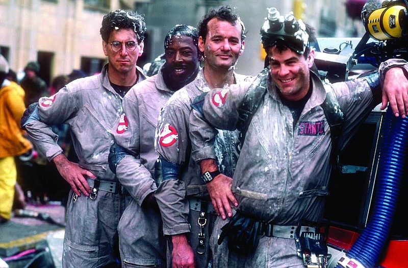 Harold Ramis as Dr. Egon Spengle, Ernie Hudson as Dr. Winston Zeddemore, Bill Murray as group leader Dr. Peter Venkman and Dan Aykroyd as Dr. Ray Stantz in Ivan Reitman’s 1984 Ghostbusters, which has attained classic status.