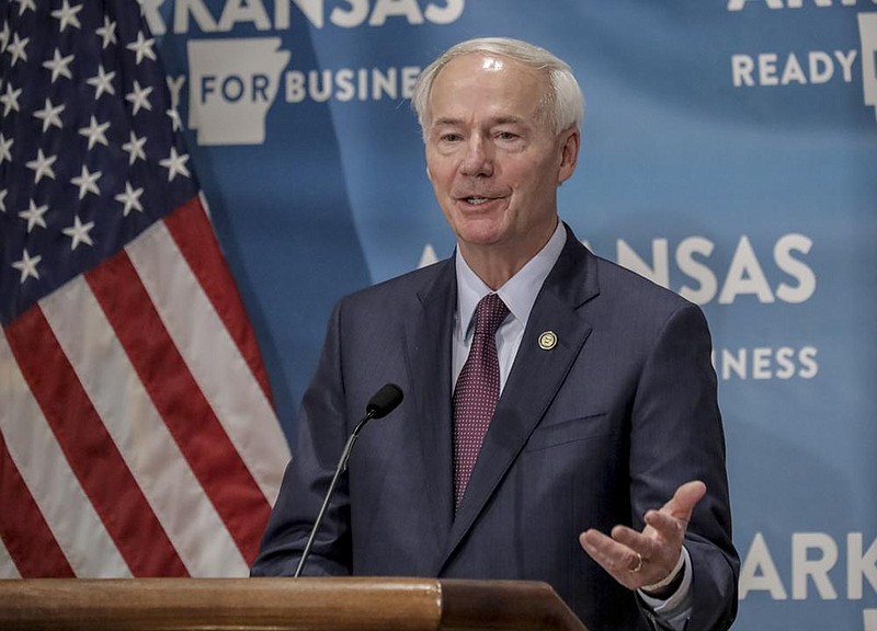 Gov. Asa Hutchinson speaks during a COVID-19 update on Thursday, June 25, at the state Capitol in Little Rock. (Arkansas Democrat-Gazette/ John Sykes Jr.)