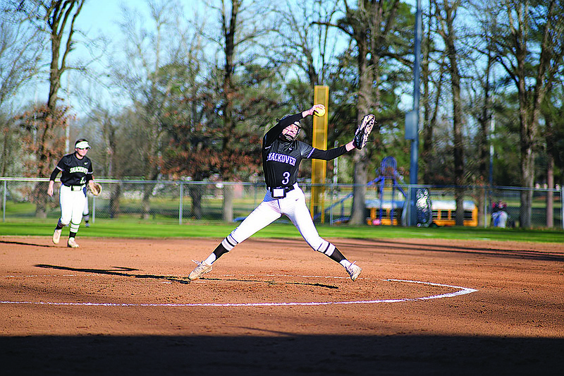 Smackover's Malorie Pullin winds up for a pitch in softball action this season. Pullin is currently competing on Tulsa Elite, honing her skills for the next high school season.