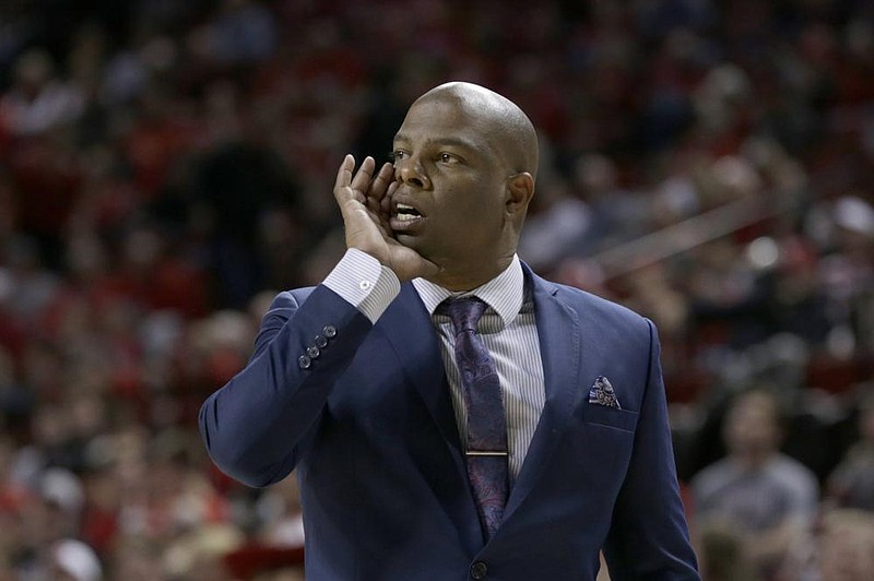 UC Riverside coach David Patrick calls a play during the second half of an NCAA college basketball game against Nebraska in Lincoln, Neb., Tuesday, Nov. 5, 2019. (AP Photo/Nati Harnik)