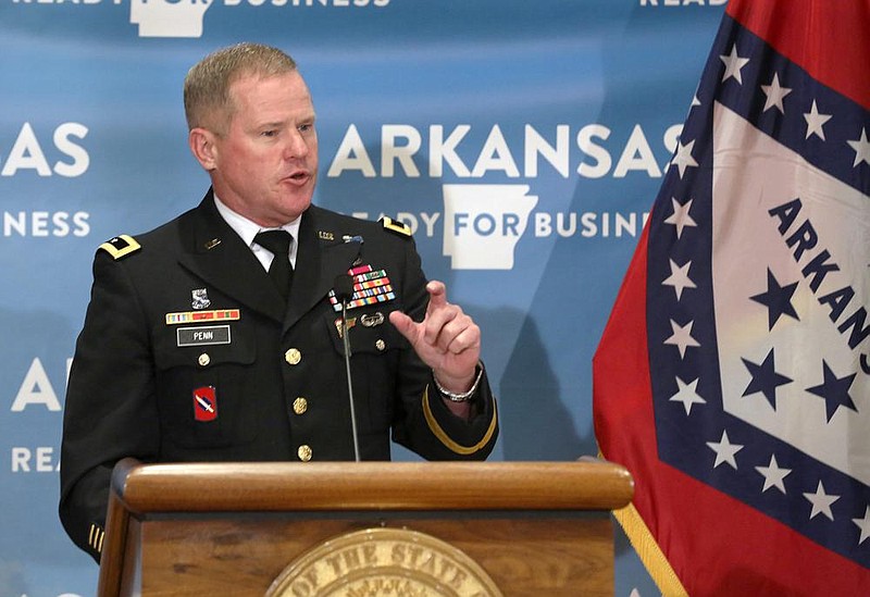 Maj. Gen. Kendall Penn, adjutant general of the Arkansas National Guard, said Wednesday that he reached out to Gov. Asa Hutchinson, who “concurred” with his recommendation that training scheduled to start this weekend at Fort Chaffee be canceled since federal funds could not be spent to test all of the soldiers and airmen arriving for the exercises.
(Arkansas Democrat-Gazette/Thomas Metthe)