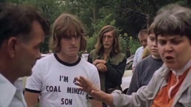 Striking Brookside (Kentucky) mine workers and local organizer Lois Scott (right) stand on the picket line in Barbara Kopple’s Academy Award-winning documentary “Harlan County U.S.A.”