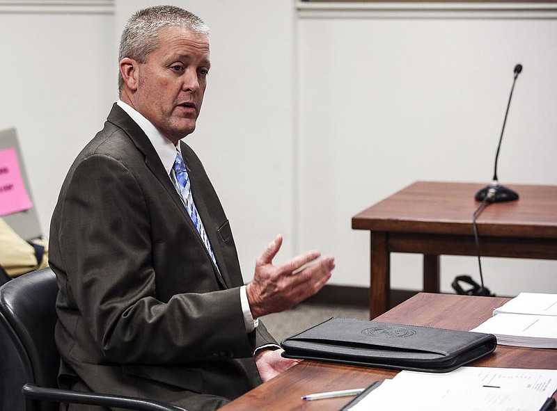 In this file photo Ben Cross, Pope County Judge, speaks during a meeting of the Arkansas Racing Commission Thursday, Feb 21, 2018 in Little Rock.
(Democrat-Gazette file photo)