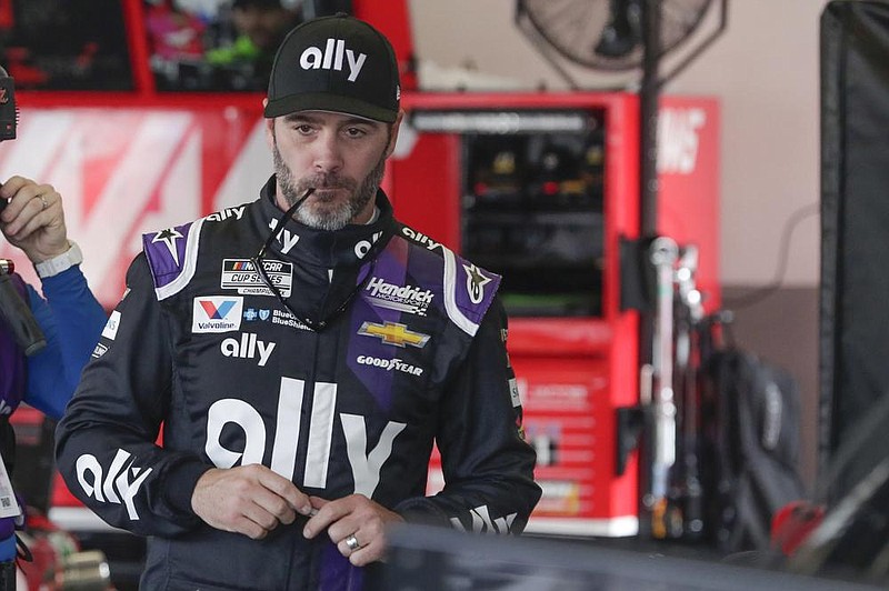  In this Feb. 15, 2020, file photo, Jimmie Johnson gets ready for a practice session for the NASCAR Daytona 500 auto race at Daytona International Speedway in Daytona Beach, Fla. 
(AP Photo/John Raoux, File)