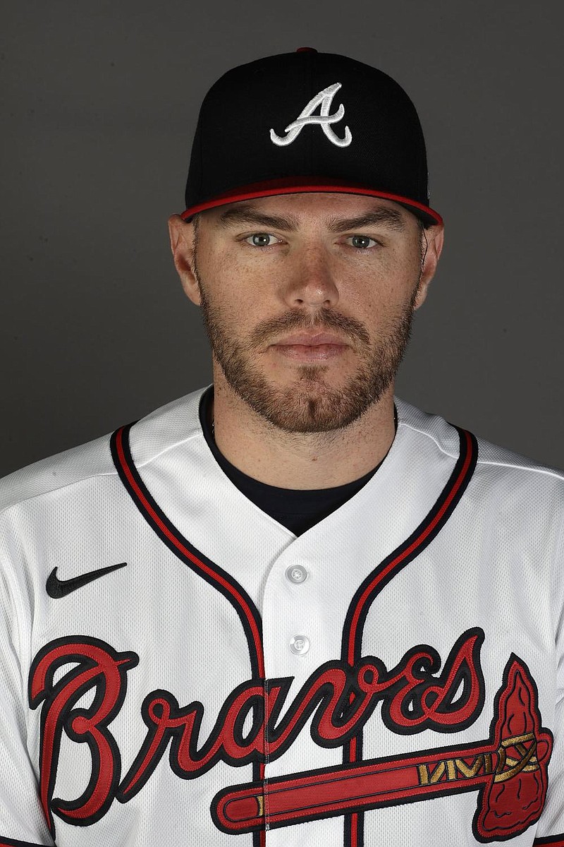 This is a 2020 photo of Freddie Freeman of the Atlanta Braves baseball team. This image reflects the 2020 active roster as of Feb. 20, 2020 when this image was taken. (AP Photo/John Bazemore)