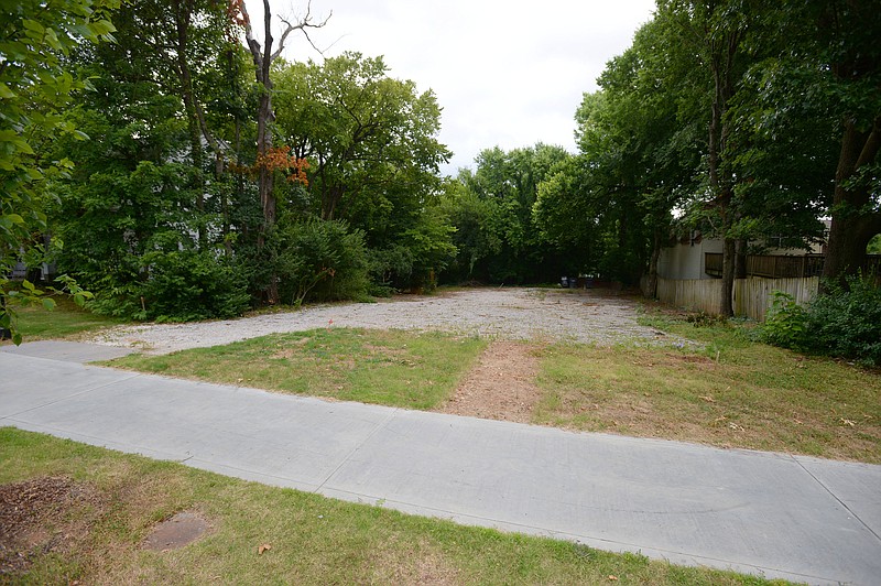 Sigma Phi Epsilon is requesting a rezoning from the City Council to build a new house on a 0.2-acre lot, seen Tuesday, June 30, 2020, at 360 Arkansas Ave. in Fayetteville. The organization's former building, constructed in 1911, was demolished earlier this year.
(NWA Democrat-Gazette/Andy Shupe)