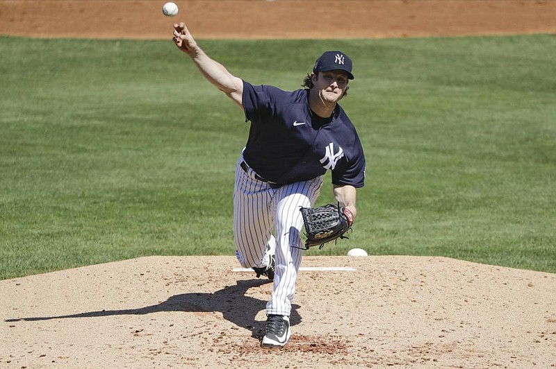 The New York Yankees will start new ace Gerrit Cole when they host the defending World Series champion Washington Nationals to open the season on July 23. (AP/Frank Franklin II) 
