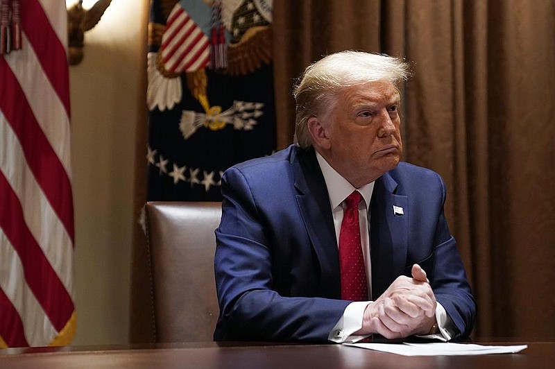 President Donald Trump meets with Hispanic leaders Thursday at the White House. In remarks to reporters, he reasserted that he is a victim of “a political witch hunt, the likes of which nobody’s ever seen before.” More photos at arkansasonline.com/710president/.
(AP/Evan Vucci)