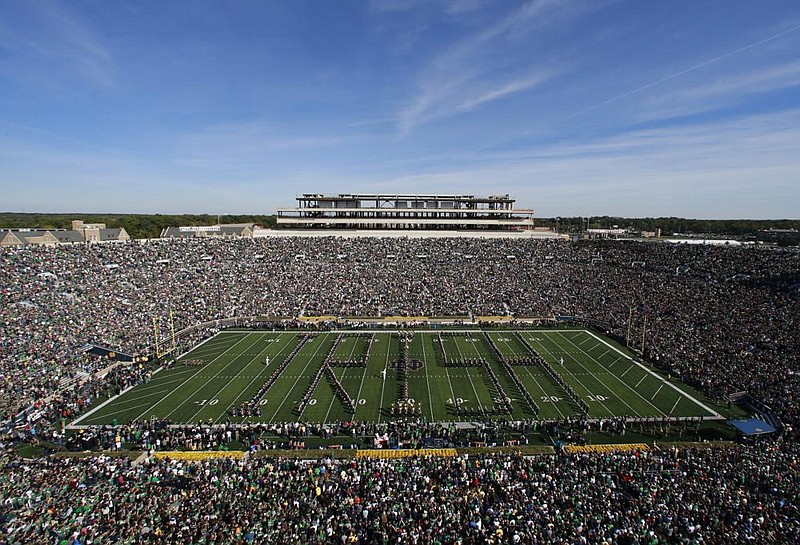 Notre Dame Stadium in South Bend, Ind., is scheduled to host the first game ever in football between Arkansas and Notre Dame on Sept. 12, but the coronavirus pandemic has cast serious doubt on whether it will occur. (AP file photo) 