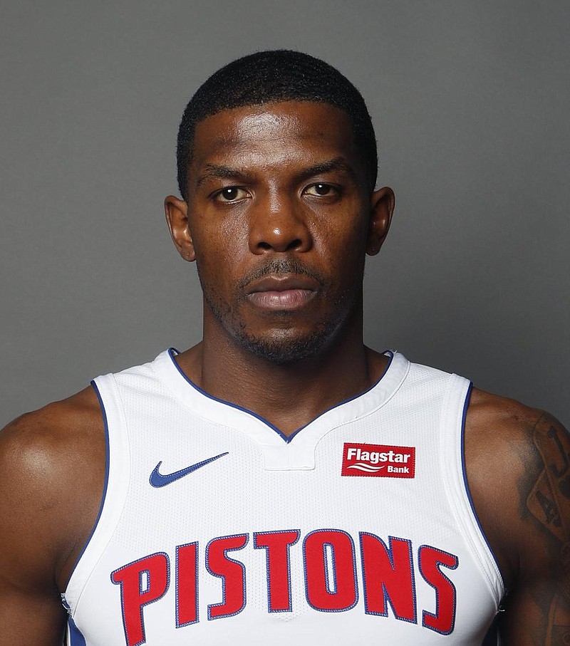 Detroit Pistons guard Joe Johnson poses during the NBA basketball team's media day, Monday, Sept. 30, 2019 in Auburn Hills, Mich. (AP Photo/Carlos Osorio)