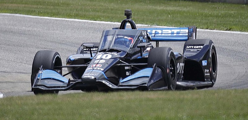 Felix Rosenqvist defeated Pato O’Ward by 2.8699 seconds to win Sunday’s IndyCar race at Road America in Elkhart Lake, Wis. (AP/Gary C. Klein) 
