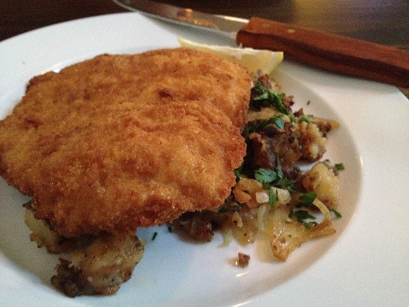 Wiener Schnitzel remains on the to-go menu at The Pantry Crest, which reopened this week for takeout.
(Democrat-Gazette file photo)