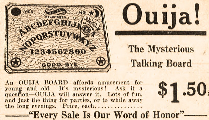 Wooden Ouija boards cost $1.50 at Sanders & Co, 408 Main Street in Little Rock, according to this ad from the June 2, 1920, Arkansas Democrat. (Arkansas Democrat-Gazette)