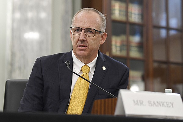 SEC Commissioner Greg Sankey testifies before a Senate Commerce Committee hearing on Capitol Hill in Washington, Wednesday, July 1, 2020. (AP Photo/Susan Walsh)