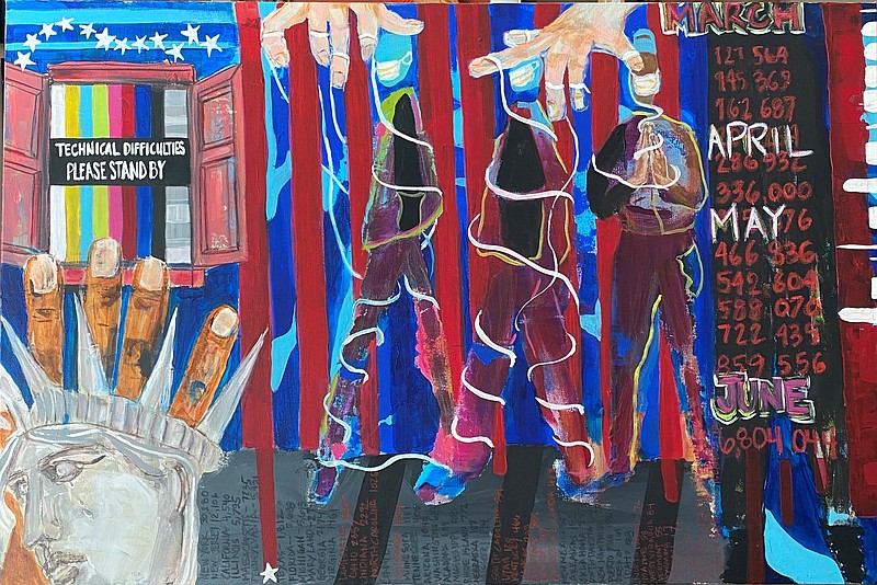 "Please Stand By" is part of an exhibit of recent paintings by Catherine Wood Burton, on display Friday-Sept. 12 at Cantrell Gallery.
(Special to the Democrat-Gazette) story.lead_photo.caption