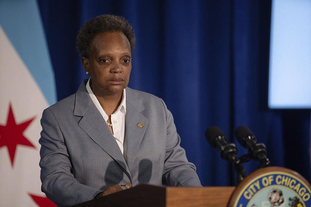 Chicago Mayor Lori Lightfoot, who was critical of the initial plan to send federal agents into her city, said if the forces were there to work in partnership with existing enforcement offices, “not trying to play police in our streets, then that’s something different.”
(AP/Chicago Sun-Times/Pat Nabong)