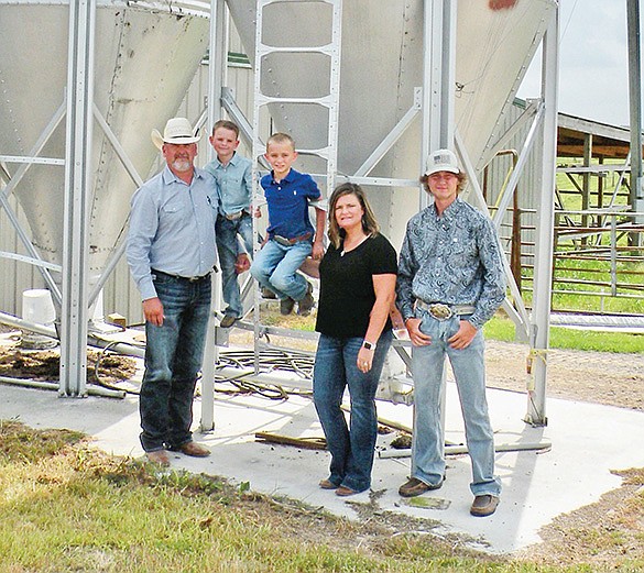 The James Reed Family of Culpepper Mountain is the 2020 Van Buren County Farm Family of the Year. Family members include, from left, James Reed, Riggin Boone Reed, Cawl Pepper Reed, Crystal Reed and Tanner Smith. The family raises hay, timber and cattle. The Reeds use silos for storing cattle feed.