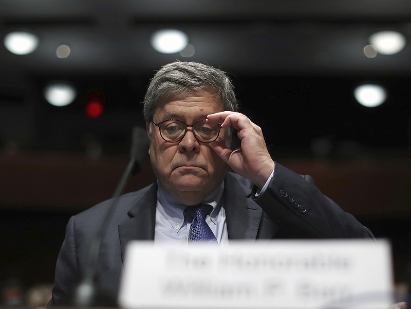 Attorney General William Barr listens during a House Judiciary Committee hearing on the oversight of the Department of Justice on Capitol Hill, Tuesday, July 28, 2020 in Washington. (Chip Somodevilla/Pool via AP)