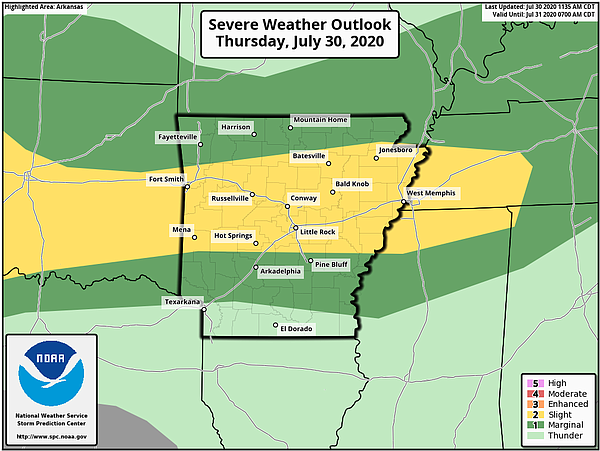 Portion of Arkansas at slight risk for severe weather Thursday - Arkansas Online