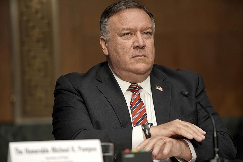 In his testimony Thursday, Secretary of State Mike Pompeo flatly rejected that the Trump administration had in any way helped Russian President Vladimir Putin. More photos at arkansasonline.com/731pompeo/.
(AP/Greg Nash)