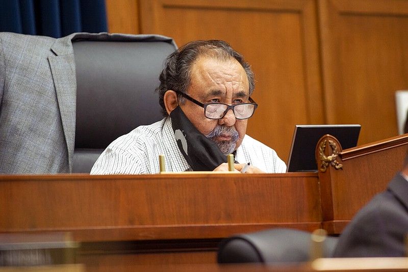 U.S. Rep. Raul Grijalva, D-Ariz., speaks Monday, June 29, 2020, on Capitol Hill in Washington during a House Natural Resources Committee hearing.